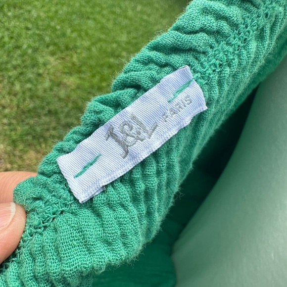 J & L PARIS GREEN COTTON ONE SHOULDER DRESS WITH BELT - Picture 6 of 12